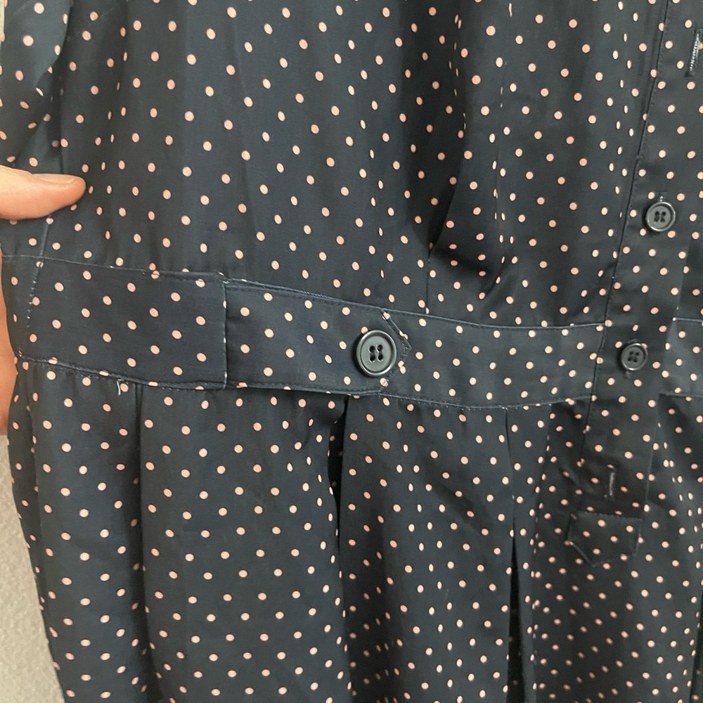 Eloquii Navy Polka Dot Long Sleeve Dress Tie Accents Classy Size 16 - Picture 4 of 15